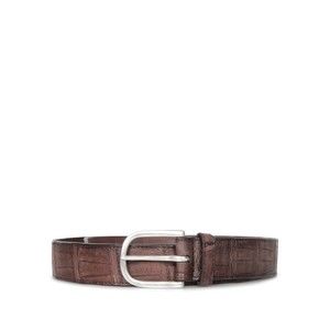 Orciani Textured Calf Leather Belt With Silver-Tone Buckle - NWT
